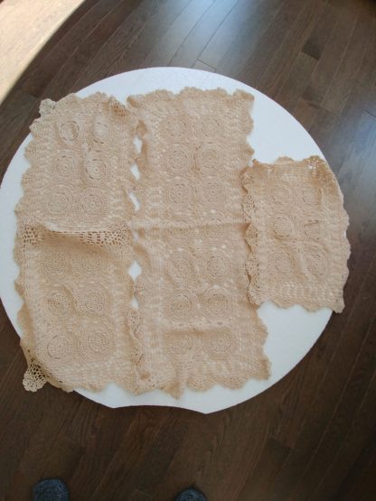 Crochet Coffee Table Cover, Set of 3, Rectangle